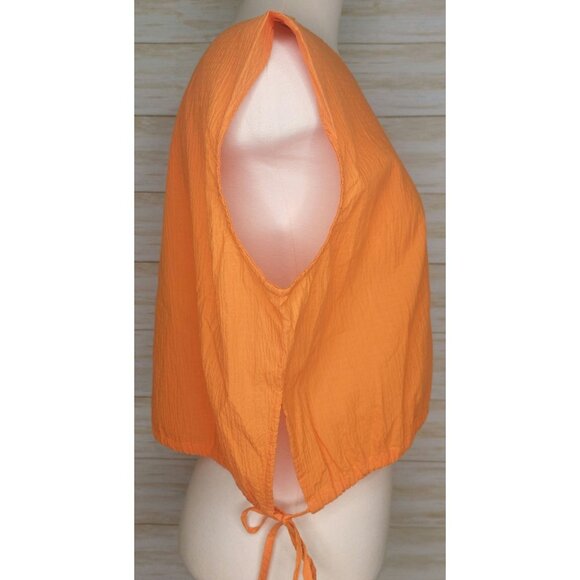 Pistola Womens Golden Orange Sleeveless Crop Top~Side Ties~Textured Fabric~Small - Picture 3 of 9